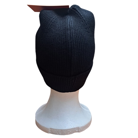 NWT Unisex Beanie Black/Gold One Size Poly Blend Soft Warm Stocking Stuffer - Picture 5 of 10